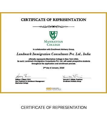 22. Manhattan College Certificate Landmark Immigration Consultants Pvt. Ltd